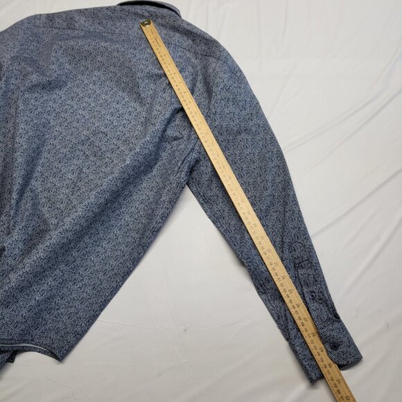 Adrienne Vittadini Mens Dress Shirt L 16.5 32/33 Slim Fit Geometric Button Up - Picture 16 of 16